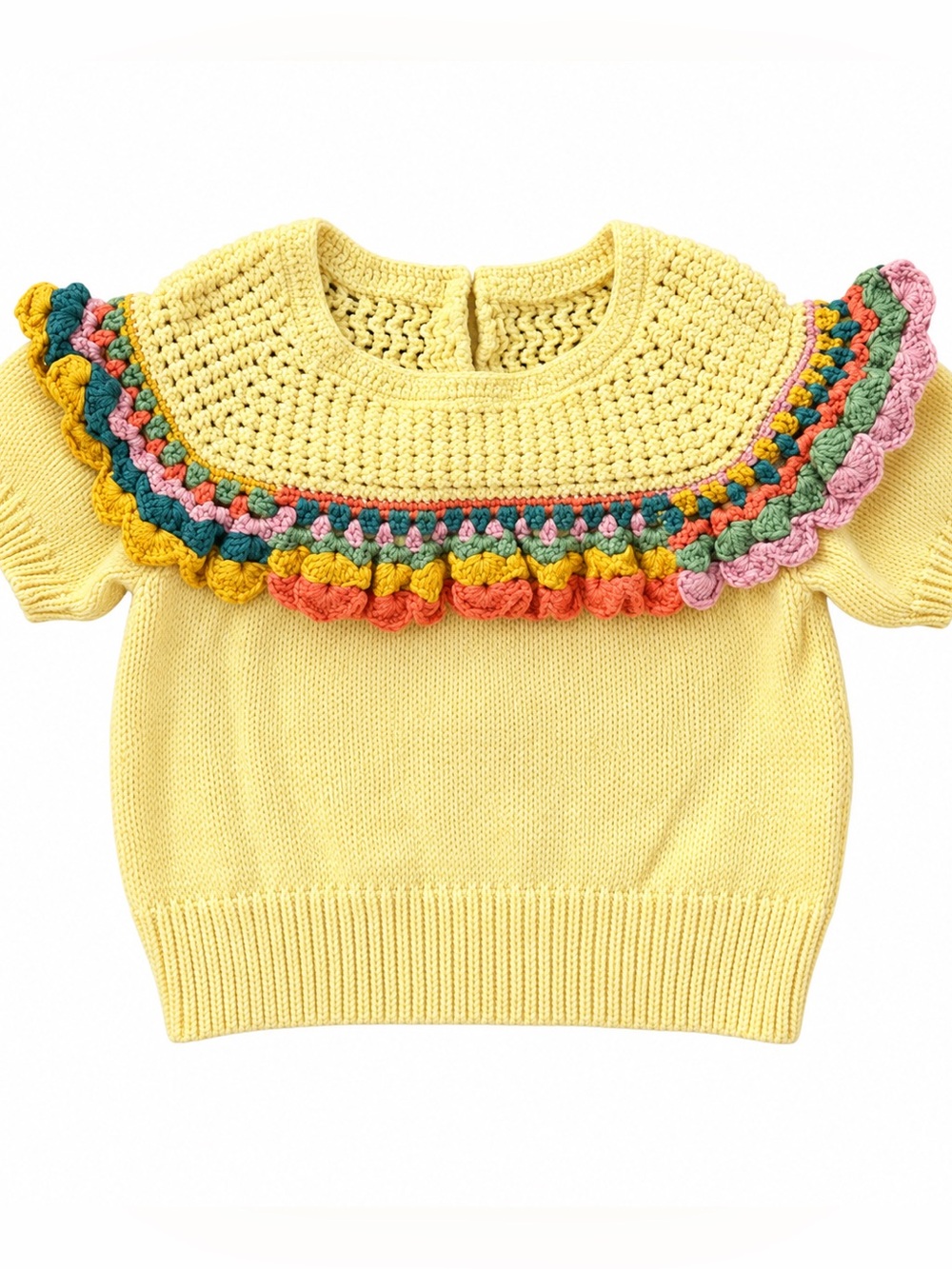 Misha & Puff Crochet Joya Top Vintage Yellow 3Y Pima Cotton